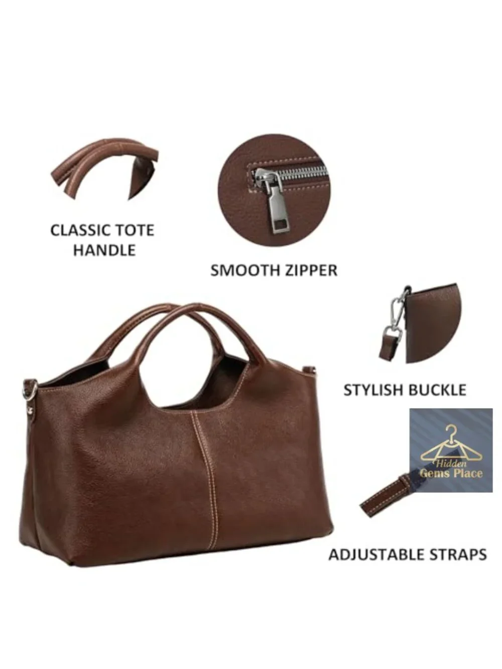 Medium Vegan Leather Satchel Crossbody Hobo Bag with Detachable Strap
